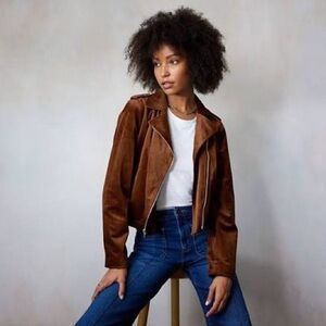 LC Lauren Conrad Suede Moto Jacket - Perry Brown XL